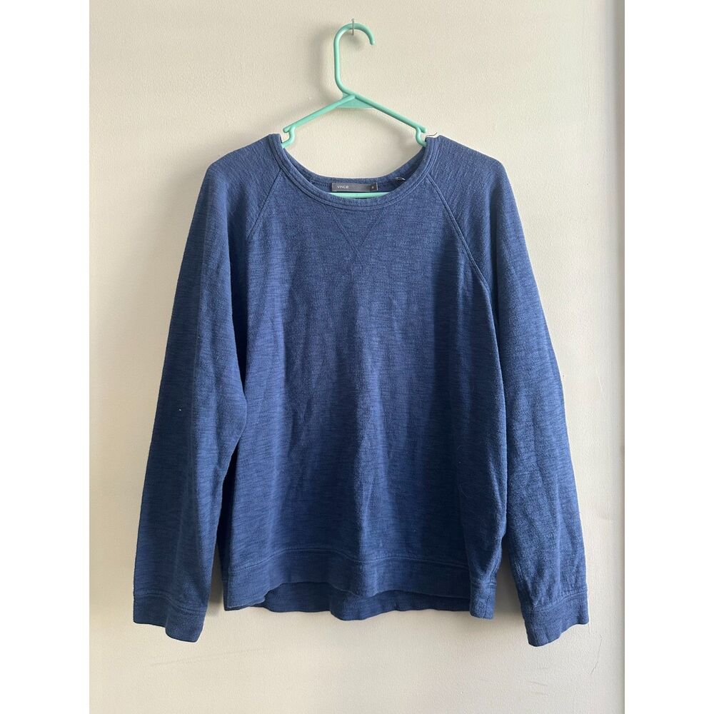 Vince Blue 100% Cotton Slub Knit Raglan Crewneck Sweatshirt - Size M